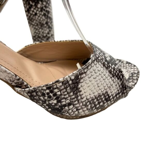 LULUS PRIYA Snakeskin Swifty Chunky High Heel Platform Peep Toe Shoes Sandals 8 - Picture 15 of 16